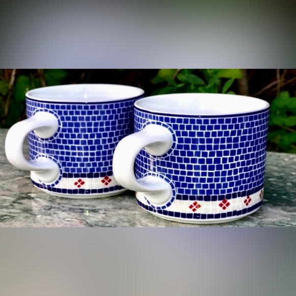 Vintage (Set of 2) Discontinued DANSK MOSAIC Wave (Waveless version) Flat Cups - Picture 1 of 10
